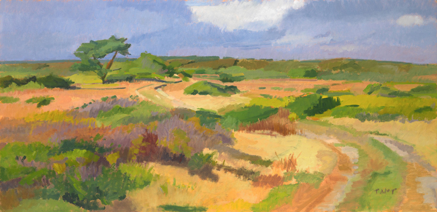 Pine on the Moors,
oil on wood panel, 18 x 37.5 inches    SOLD
