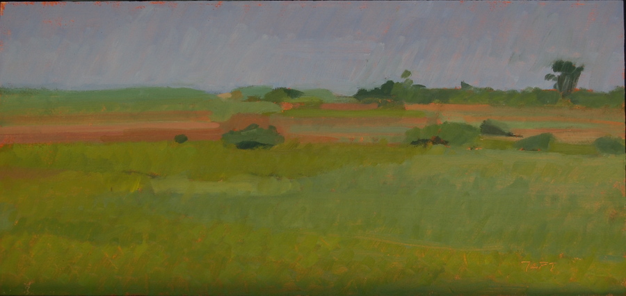 Looking for South Beach,
  oil on wood panel,  
9 x 19 inches 

  SOLD